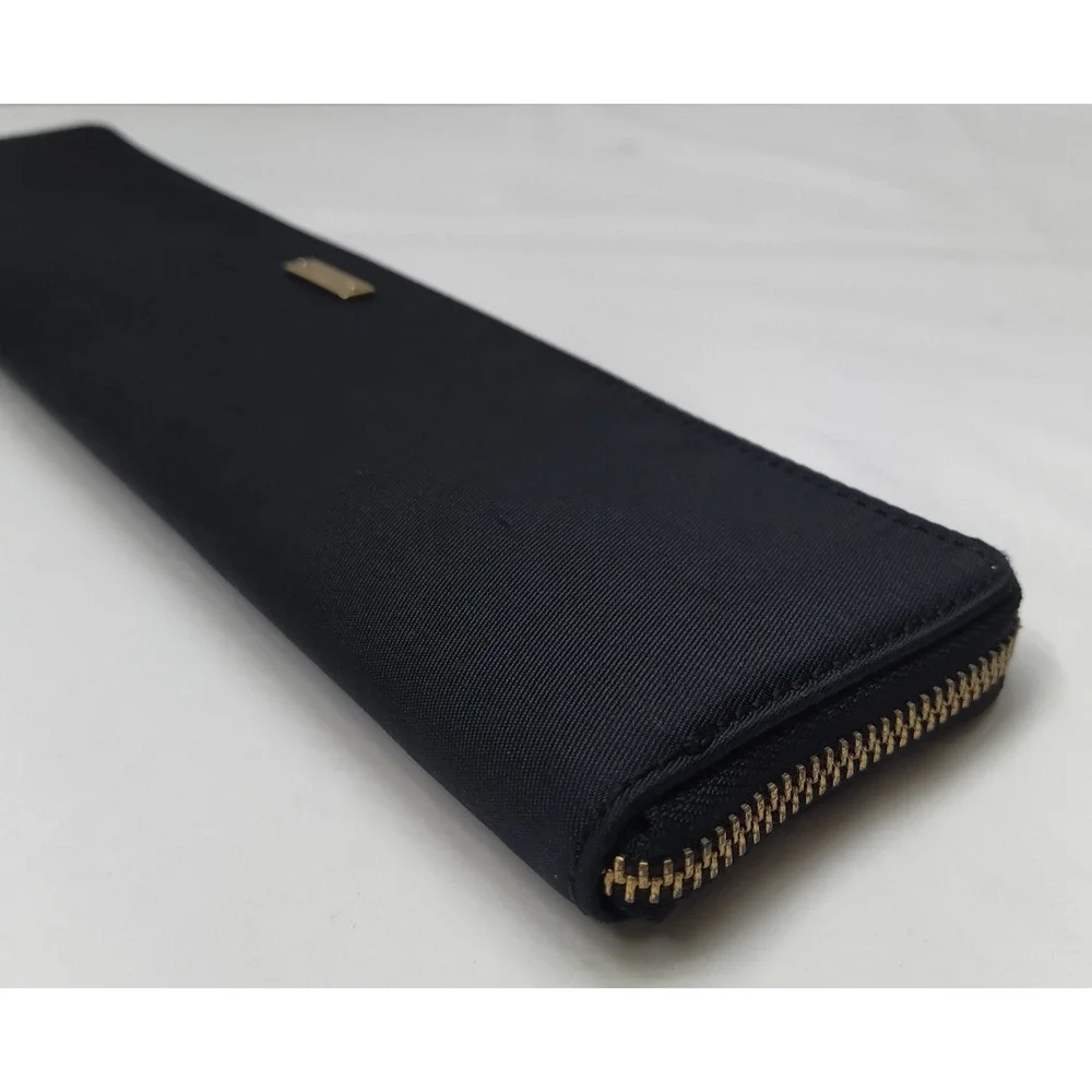 Kate Spade New York Black Canvas Zip Around Evening Clutch Long Wallet